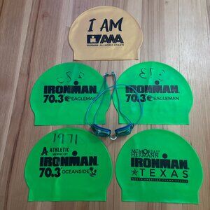 Latex Swim Cap Bundle (5 Caps) and Speedo Goggles